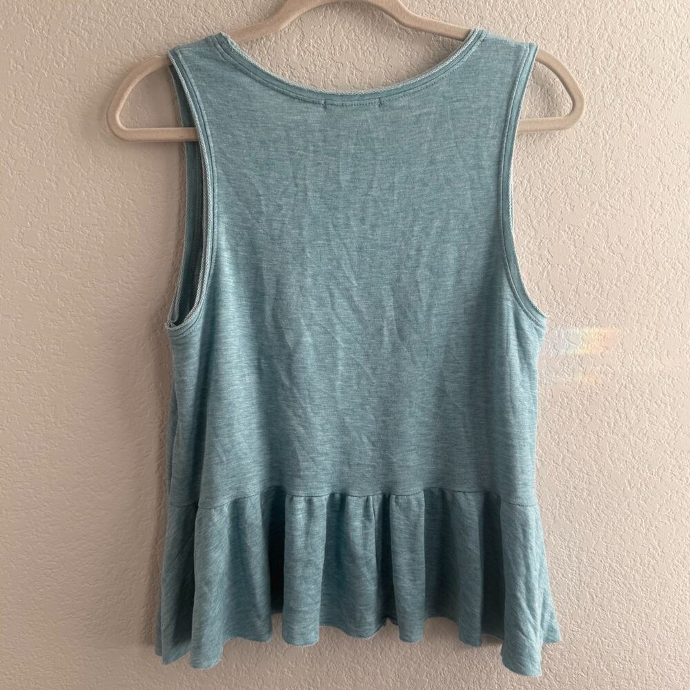 Altar'd State Women's Seafoam Blue Green Tank Top Babydoll Raw Hem Flowy Medium - Picture 3 of 4